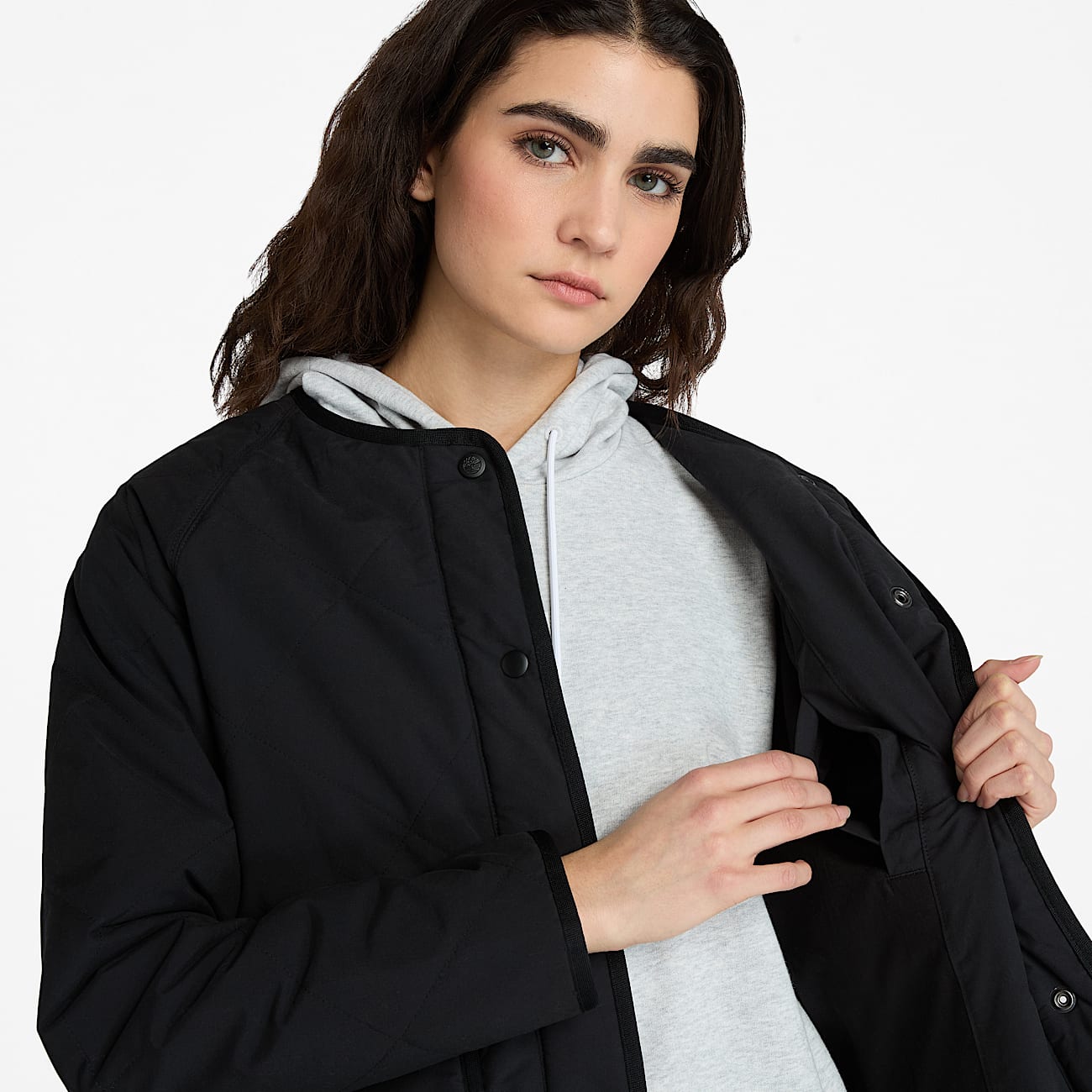 Veste matelassée déperlante durable pour femme en noir - 3