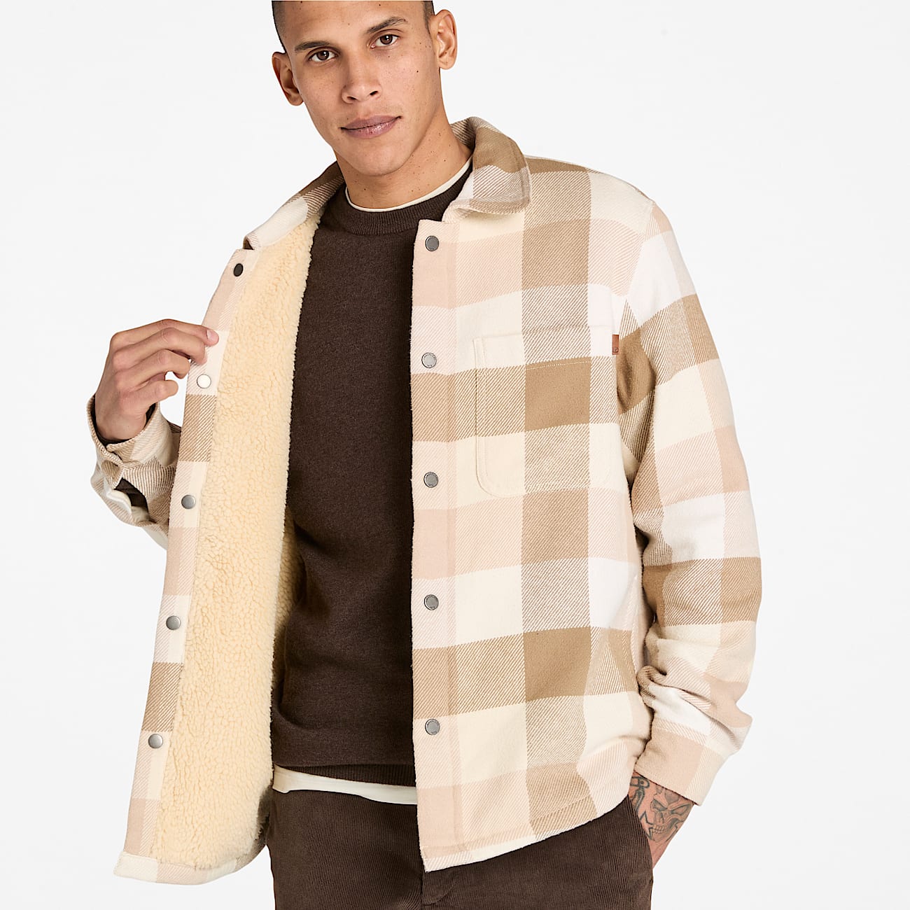 Hemdjacke mit hochflorigem Futter für Herren in Beige - 4