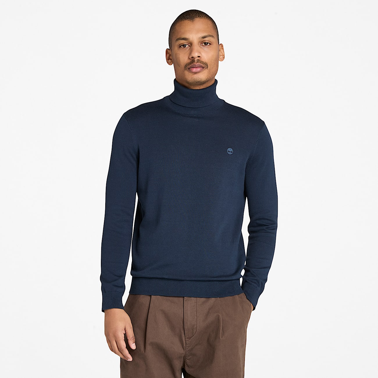 Williams River Turtle Neck Cotton Jumper for Men in Dark Blue - 1
