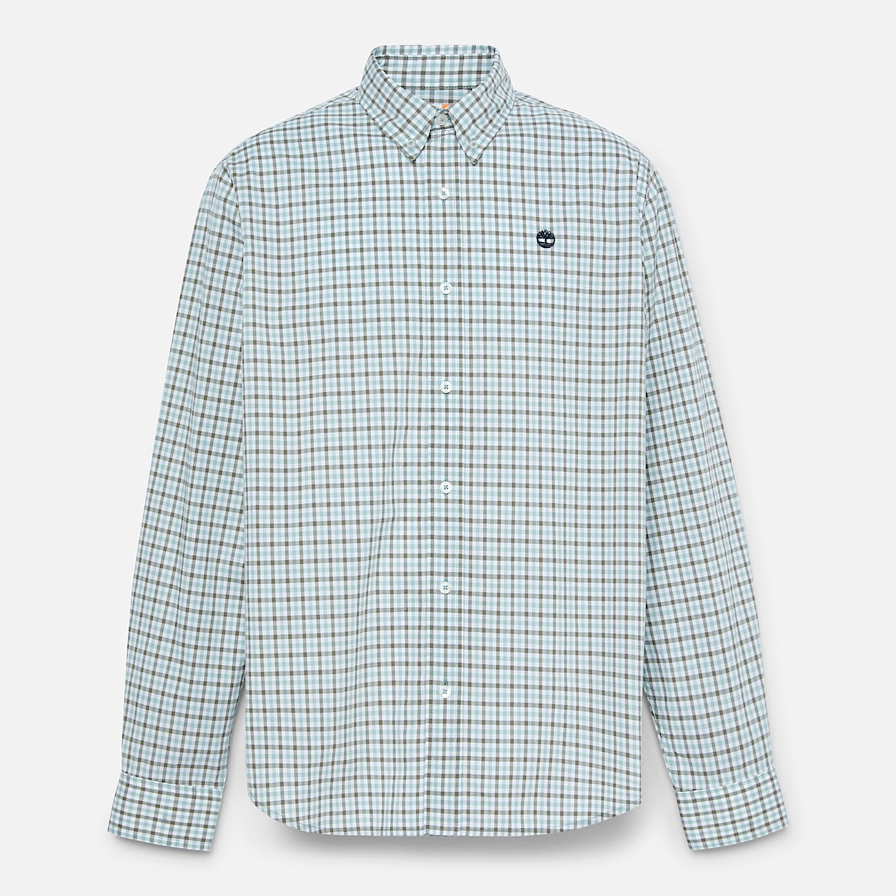 Stretch Poplin Gingham Shirt for Men in Grey - 5