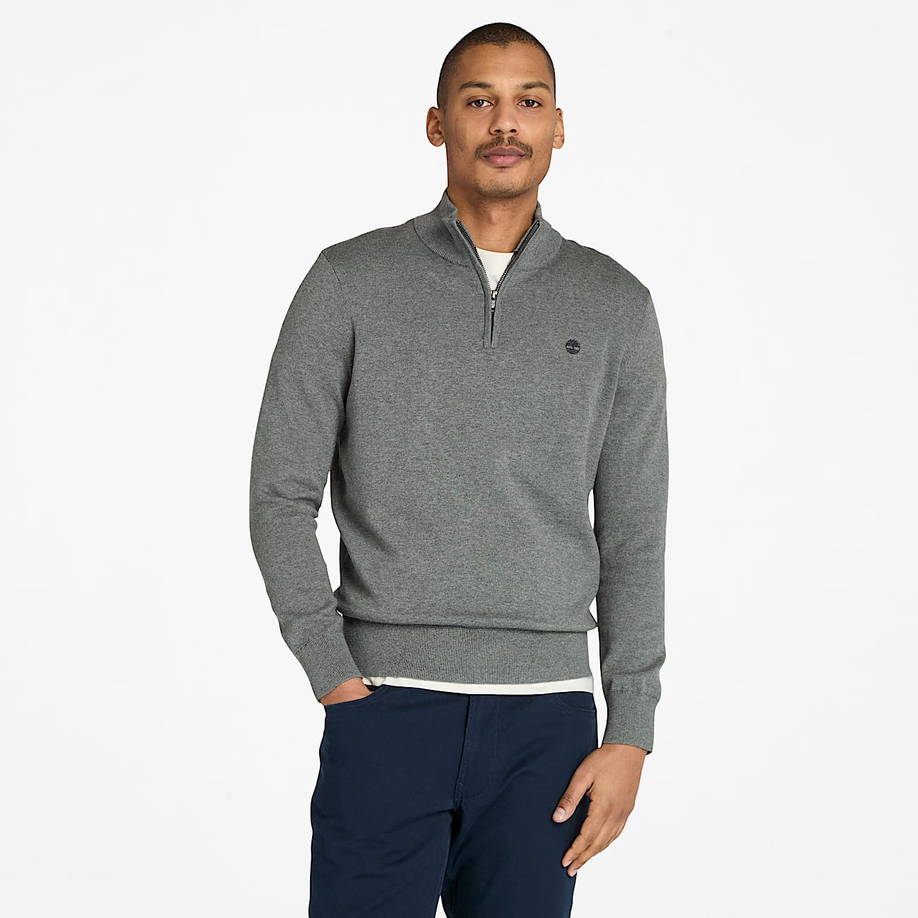 Williams River Quarter-Zip Jumper for Men in Grey - 1