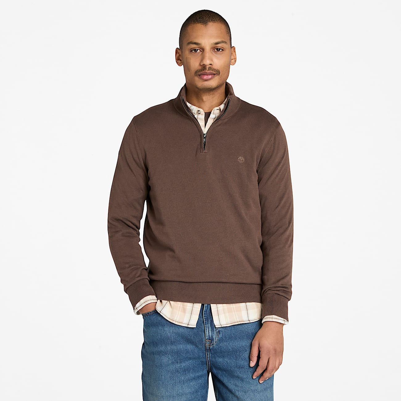 Williams River Quarter-Zip Jumper for Men in Brown - 1