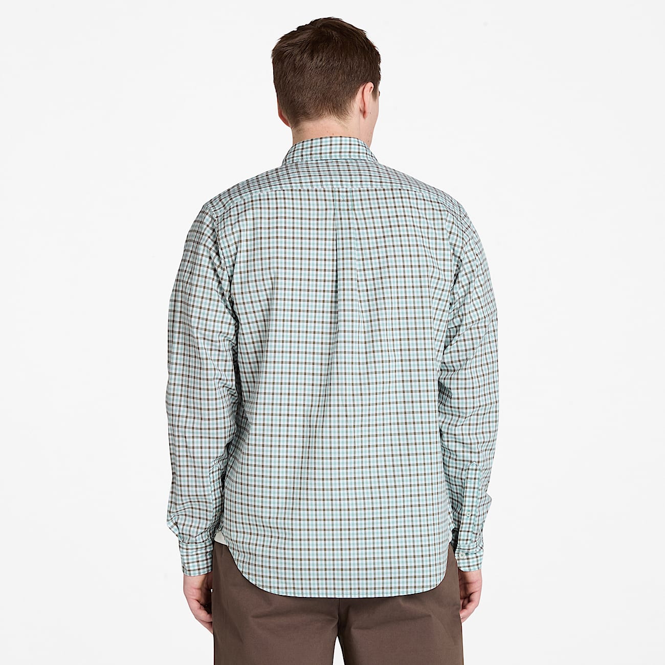 Stretch Poplin Gingham Shirt for Men in Grey - 4