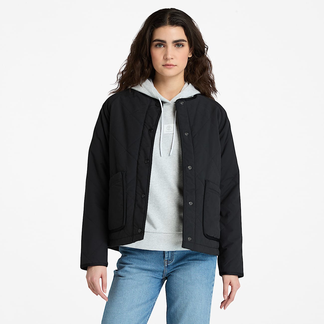 Veste matelassée déperlante durable pour femme en noir - 1
