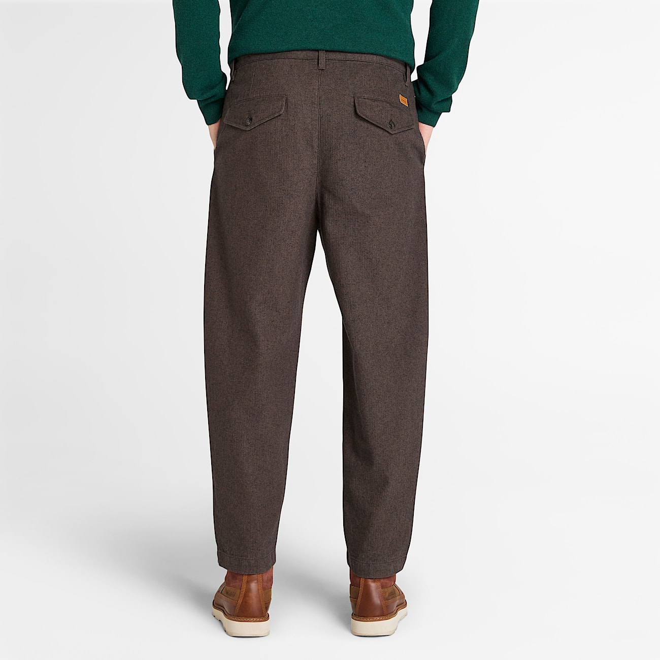 Claremont Pleated Herringbone Chinos for Men in Brown - 4