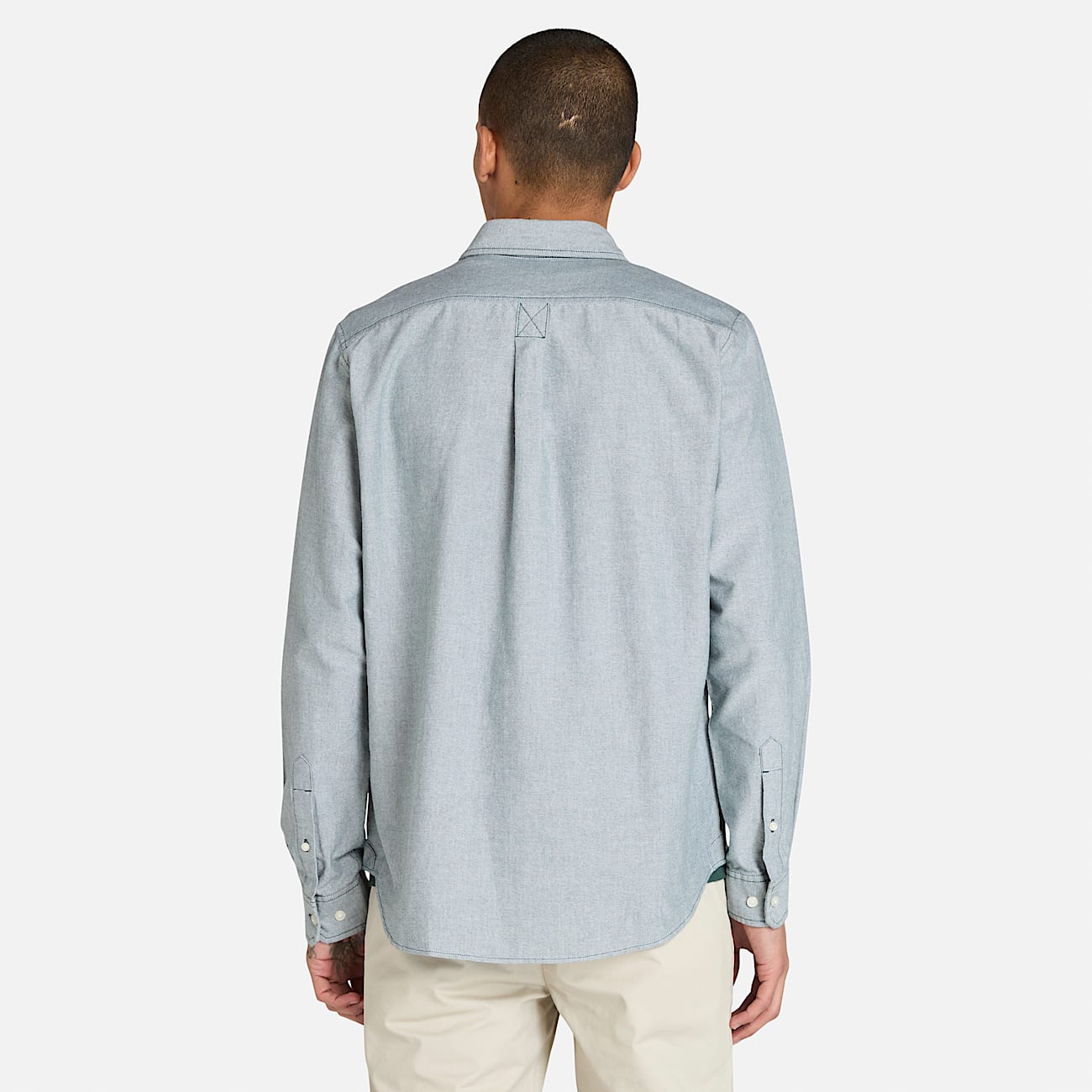Oxford Striped Shirt for Men in Dark Green - 4