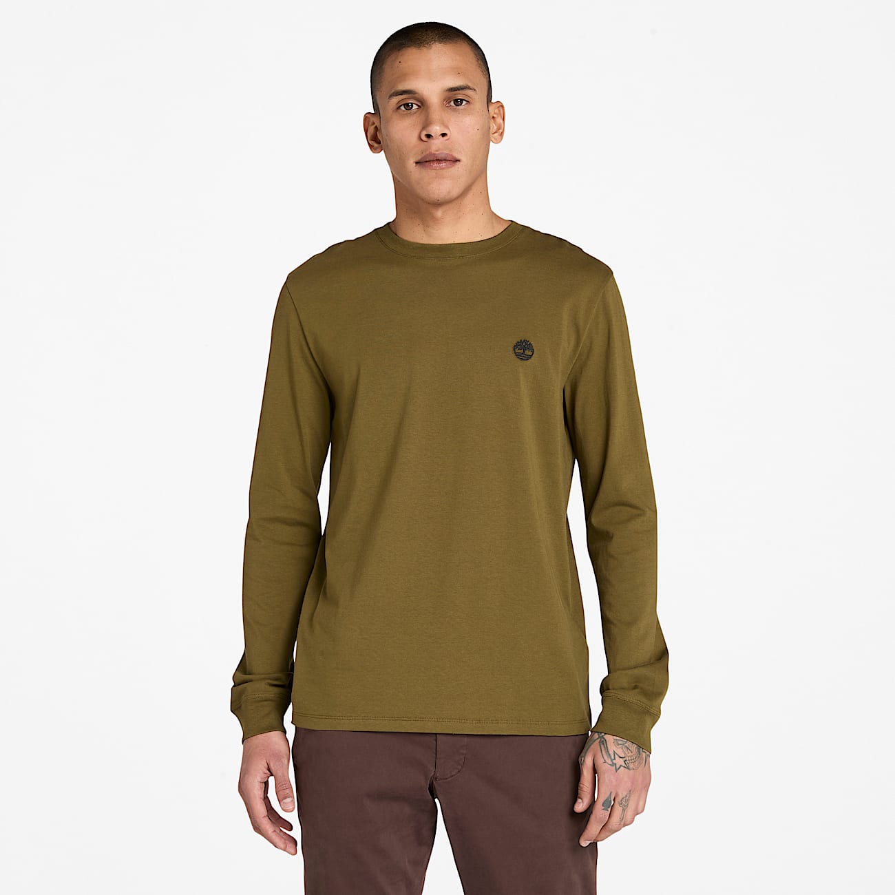 Camiseta de manga larga Dunstan River para hombre en verde oscuro - 1