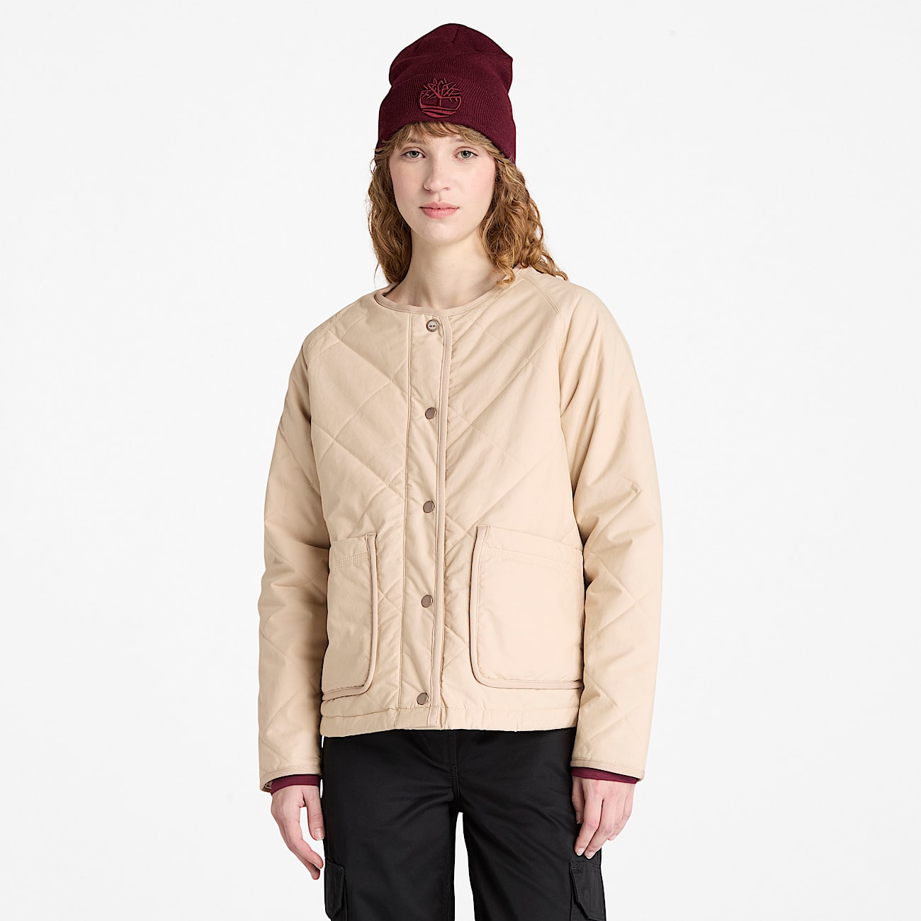 Chaqueta acolchada, impermeable y resistente para mujer en beis - 1
