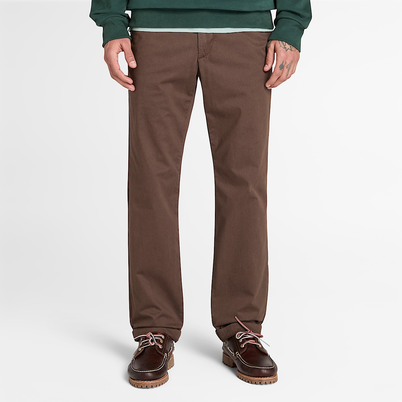 Pantalon chino en sergé Claremont (droit) pour homme en Marron - 1