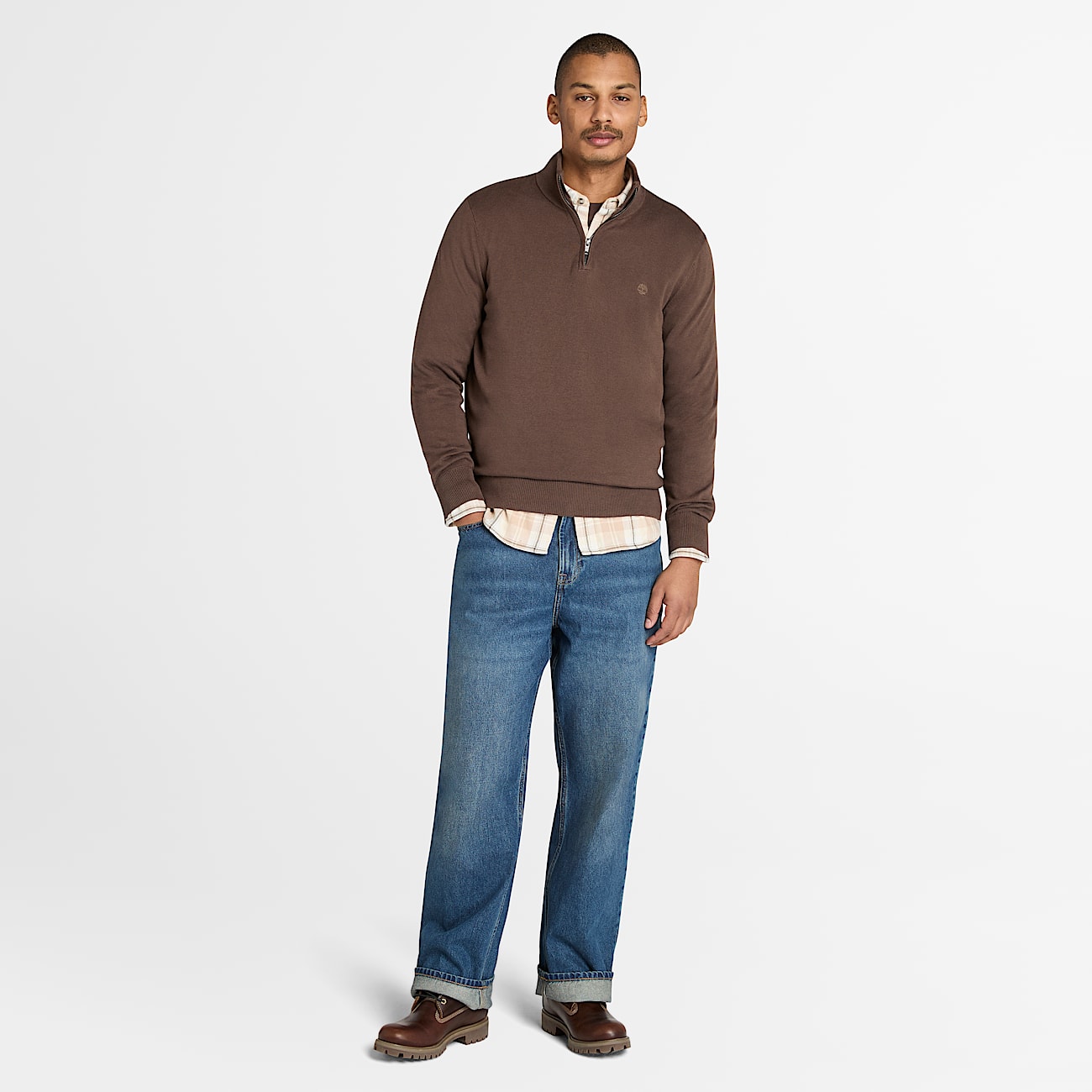 Williams River Quarter-Zip Jumper for Men in Brown - 2