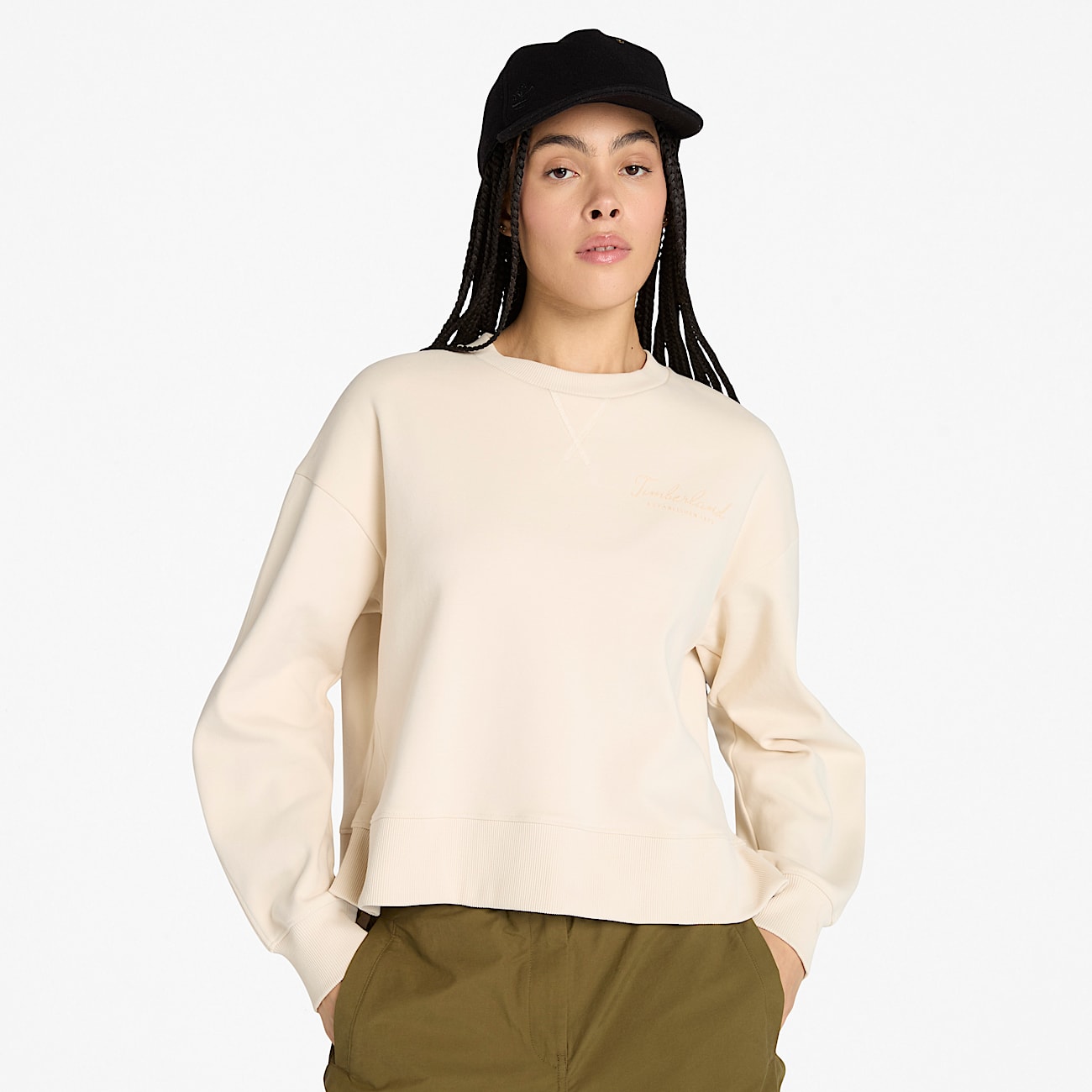 Lush Comfort Crewneck Sweatshirt for Women in Beige - 1