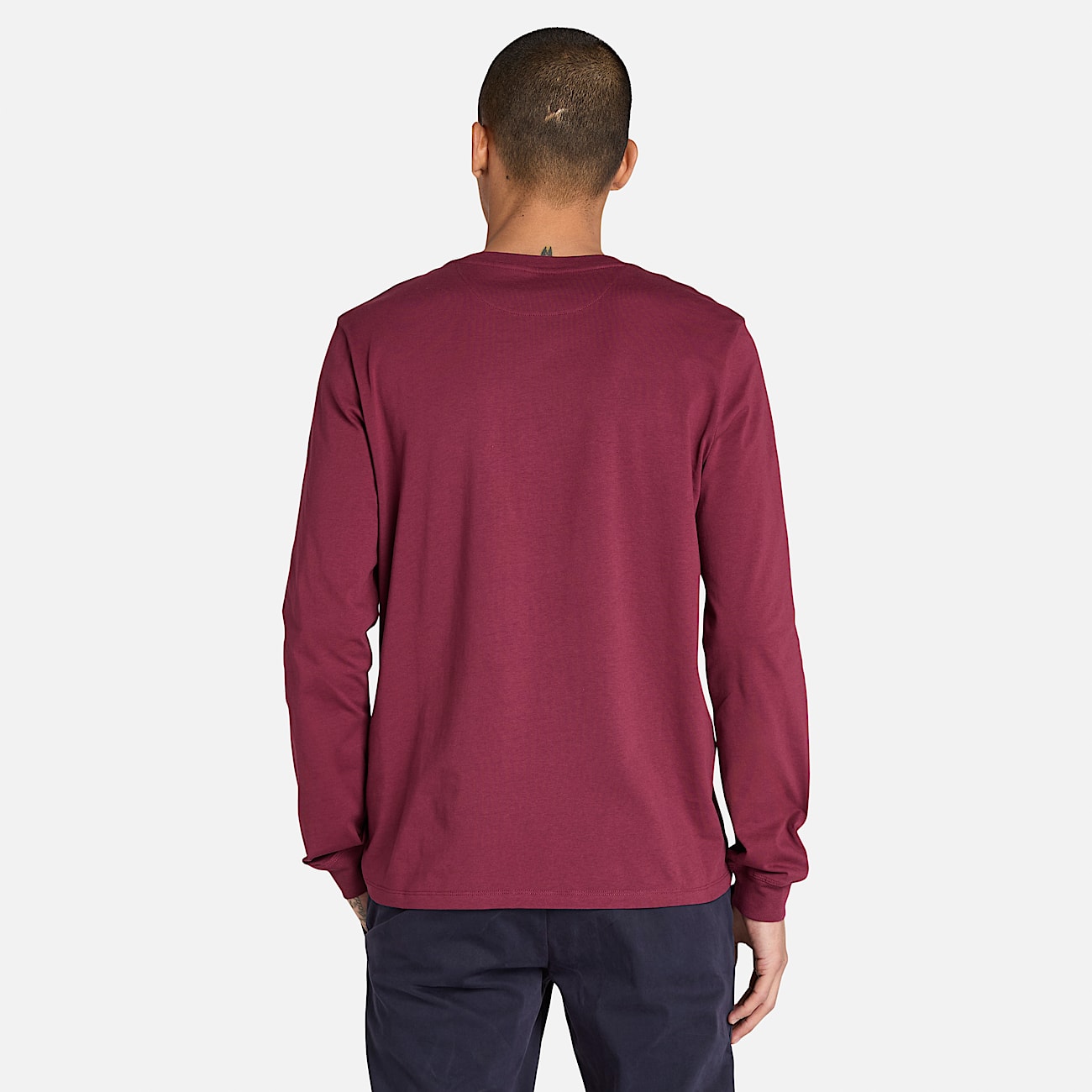 Dunstan River Langarm-T-Shirt für Herren in Burgunderrot - 4