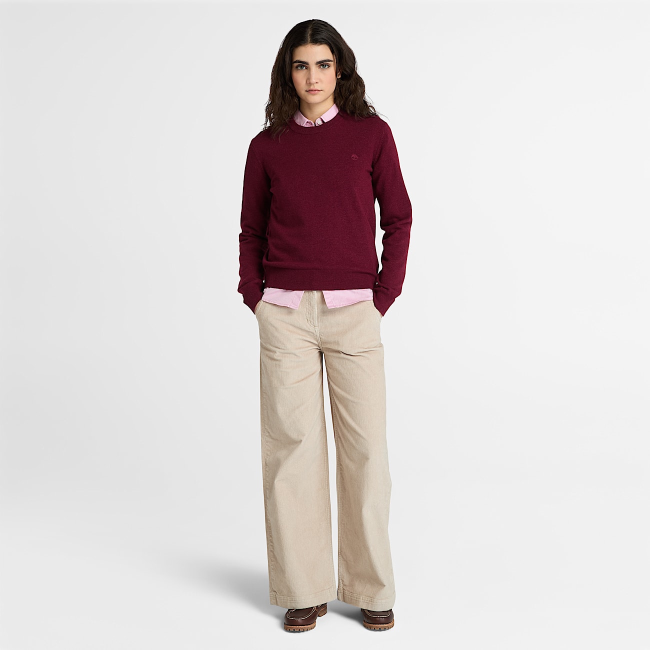 Washed Corduroy Wide-Leg Trouser for Women in Beige - 2