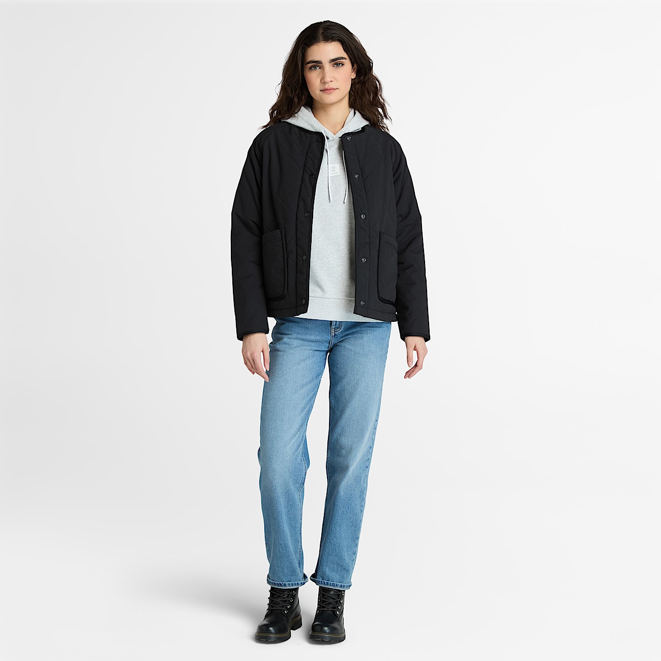 Veste matelassée déperlante durable pour femme en noir - 2