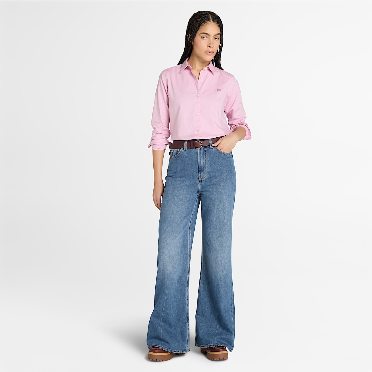 Timberland® Oxford-Langarmhemd für Damen in Pink - 2