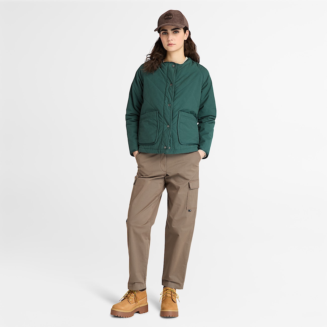 Chaqueta acolchada, impermeable y resistente para mujer en verde oscuro - 2