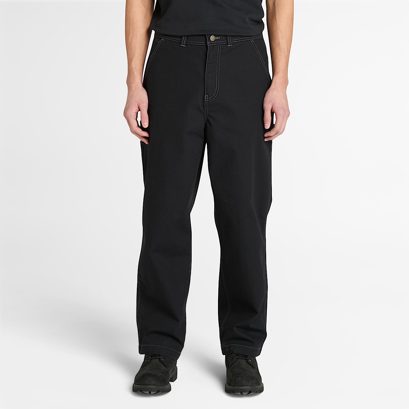 All Gender Washed Duck Canvas Carpenter Trouser in Black - 3