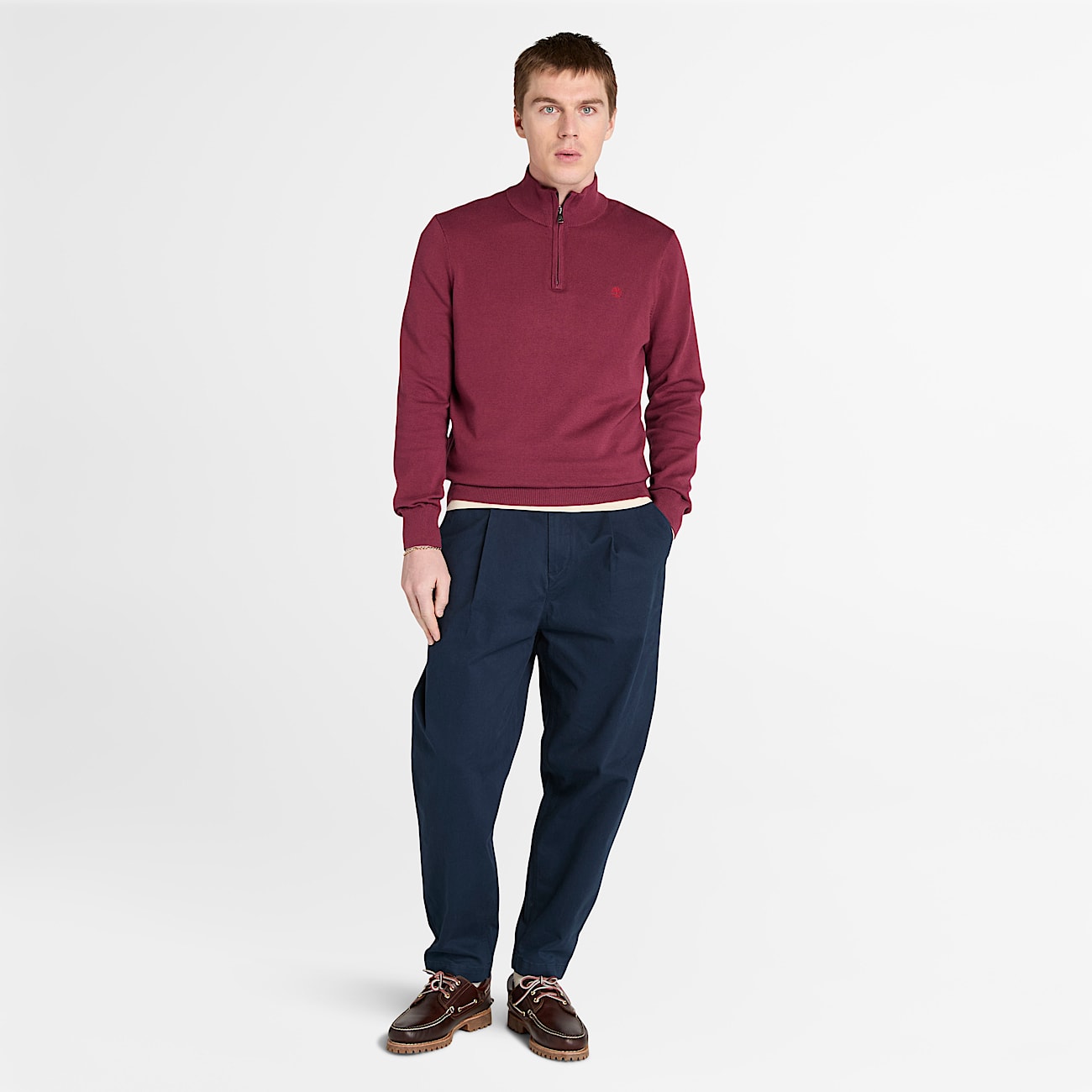 Williams River Pullover mit 1/4-Reißverschluss für Herren in Burgunderrot - 2