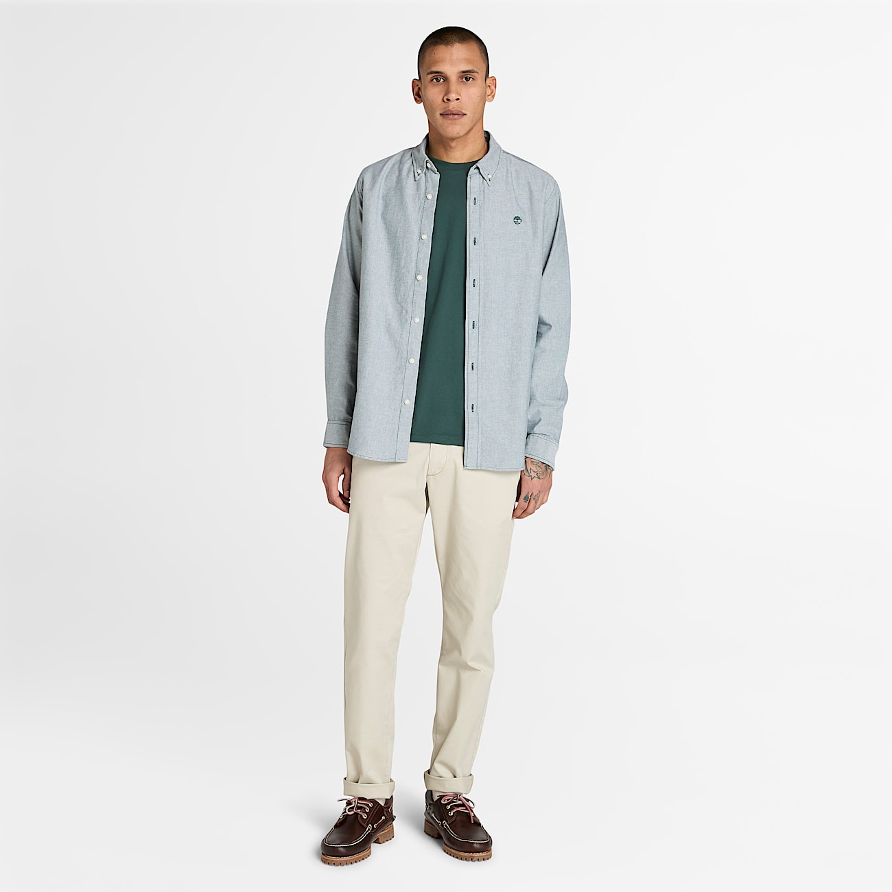 Oxford Striped Shirt for Men in Dark Green - 2