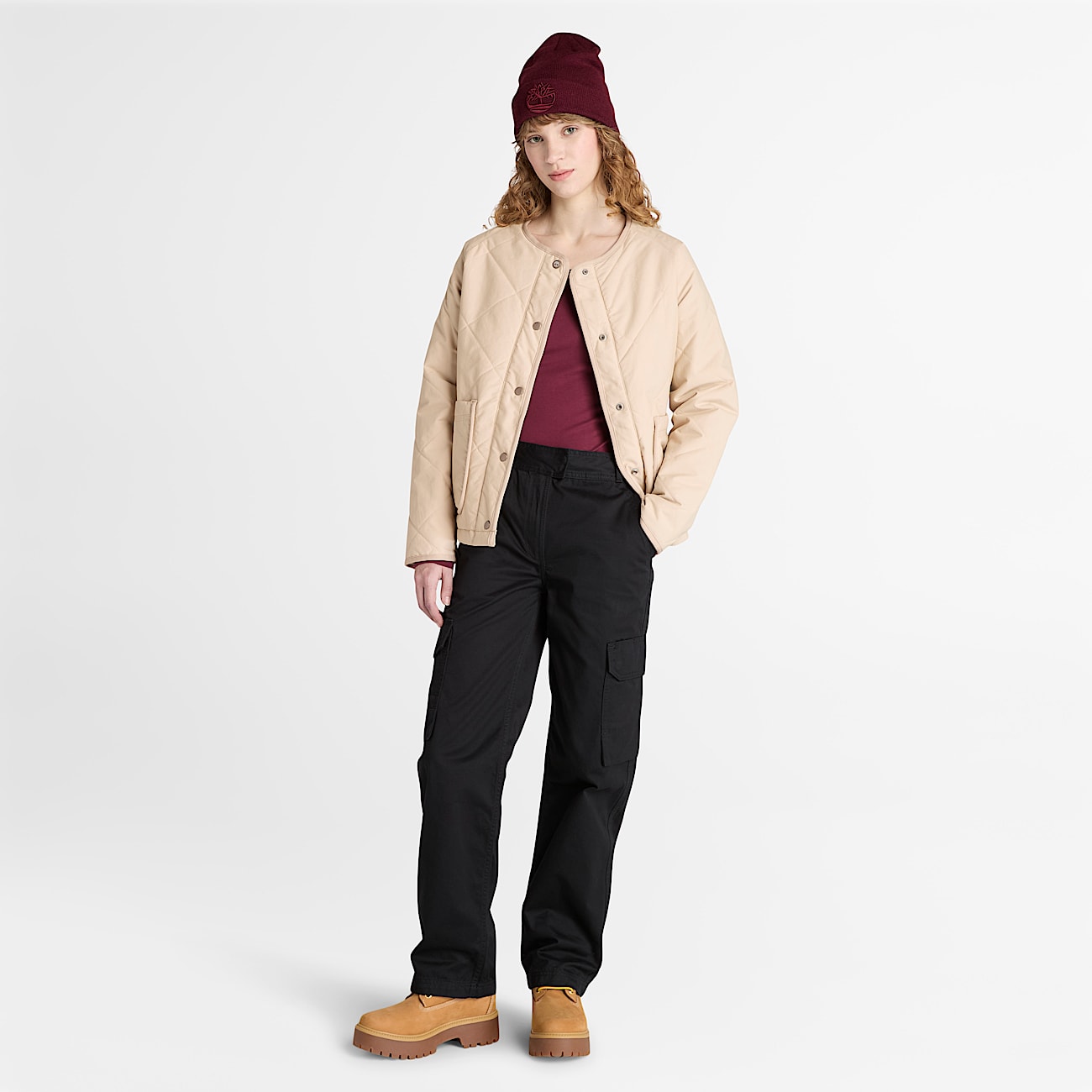Chaqueta acolchada, impermeable y resistente para mujer en beis - 2