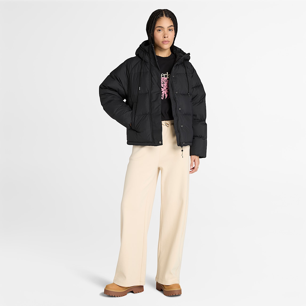 Chaqueta acolchada de plumón reciclado para mujer en negro - 2