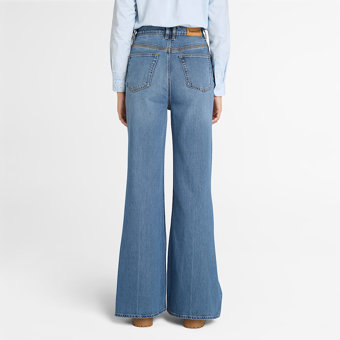 Denim Flare Trouser for Women in Beige - 4