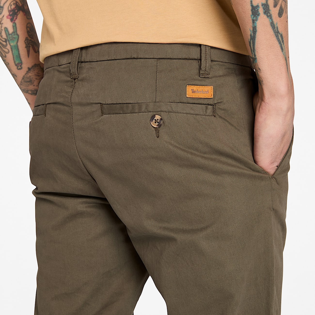 Pantalones chinos de sarga Claremont para hombre en verde - 3