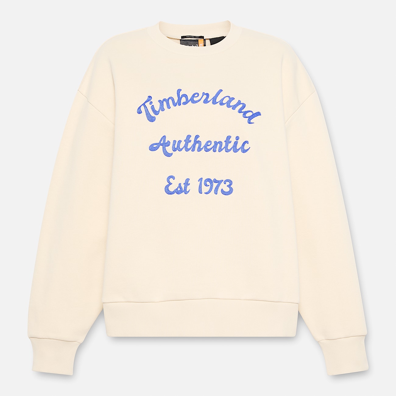 Sweat à col rond, envers brossé et motif sur la poitrine pour femme en beige - 5