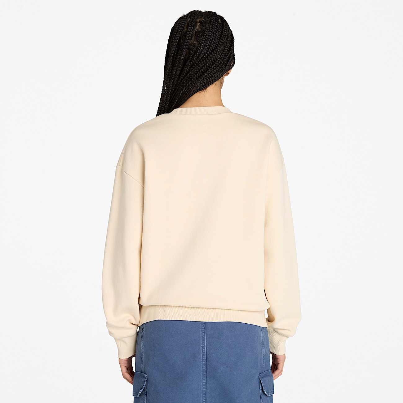 Sweat à col rond, envers brossé et motif sur la poitrine pour femme en beige - 4