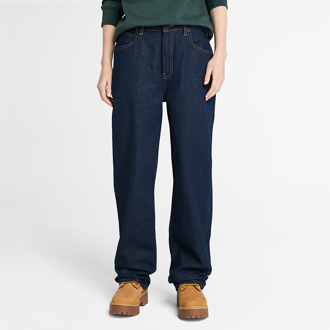Pantaloni a Gamba Dritta in Denim da Donna in blu scuro - 1