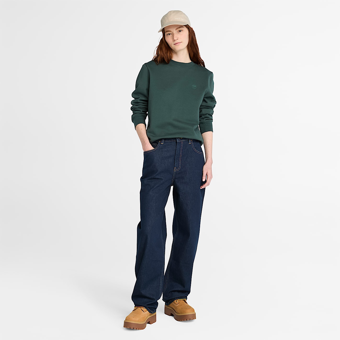 Pantaloni a Gamba Dritta in Denim da Donna in blu scuro - 2