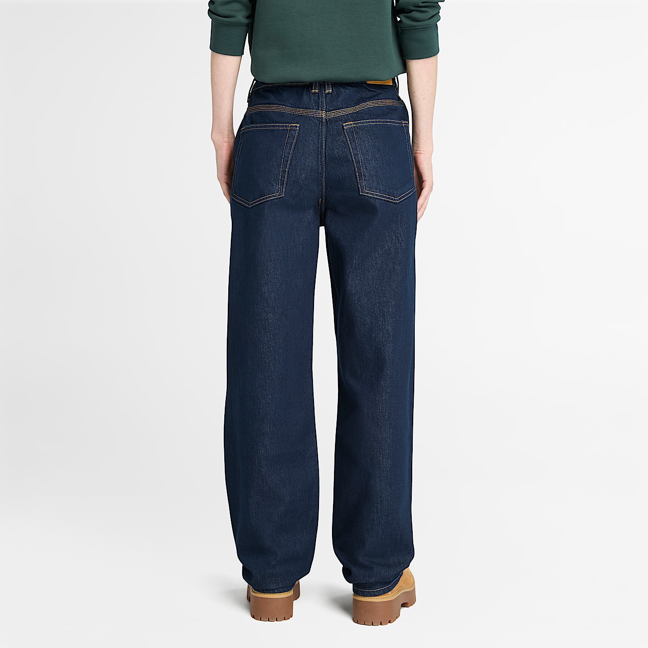 Pantaloni a Gamba Dritta in Denim da Donna in blu scuro - 4