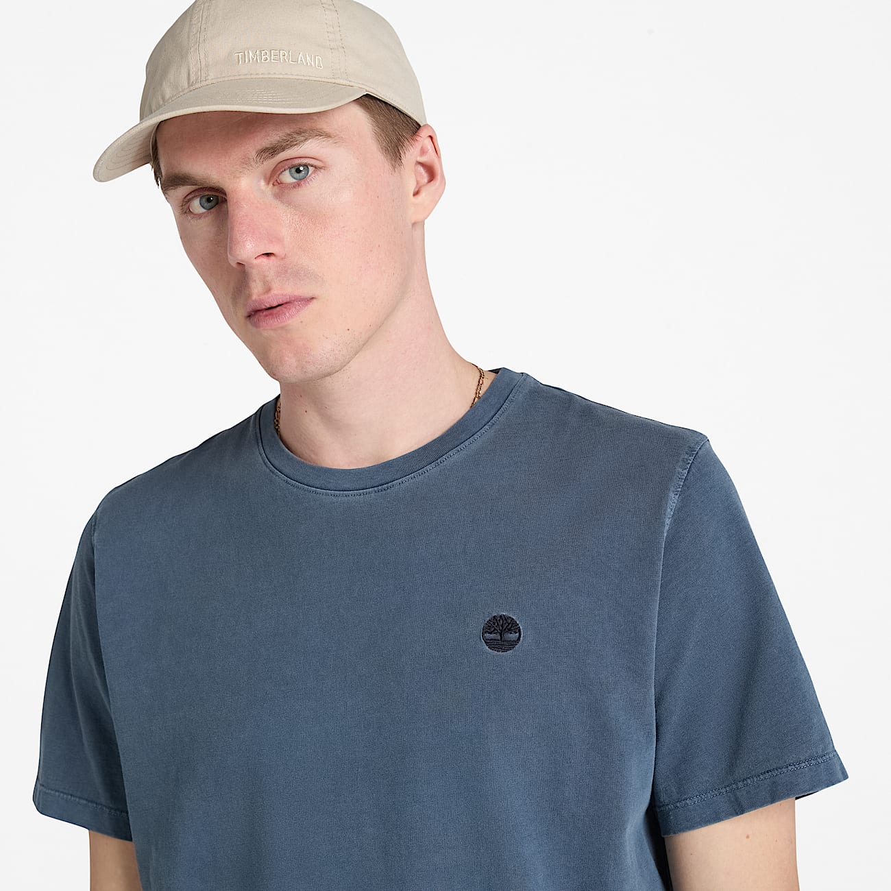 T-shirt a Maniche Corte Tinta in Capo Dunstan River da Uomo in blu scuro - 3