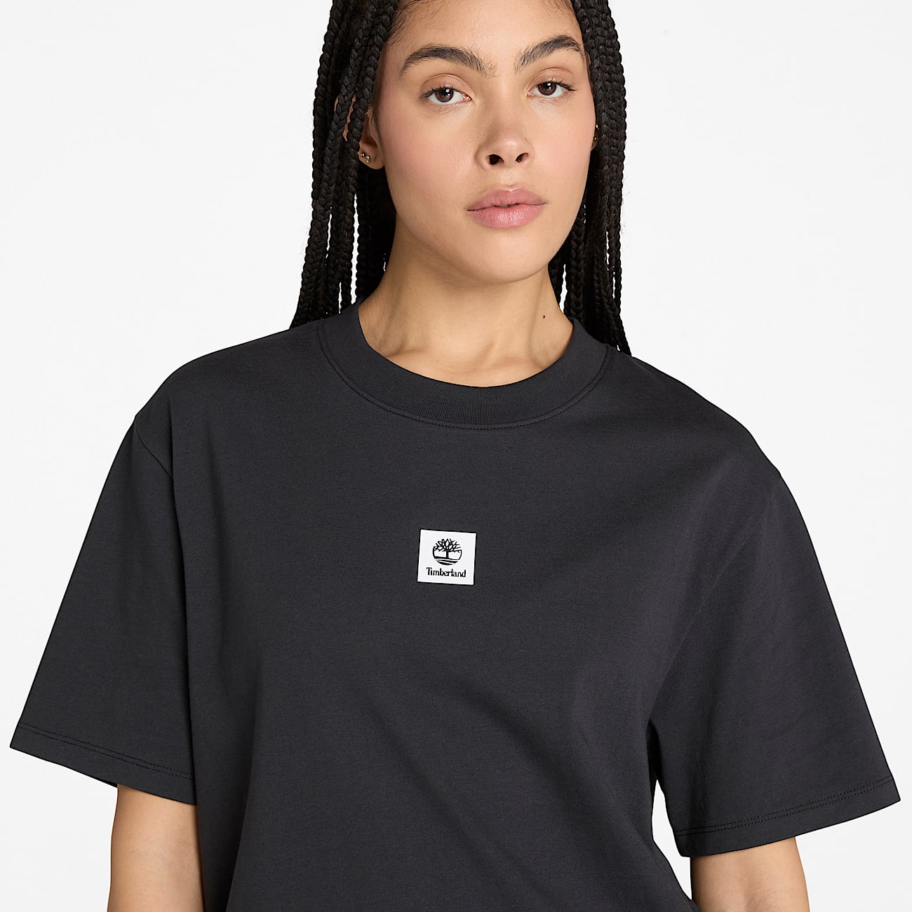 T-shirt Timberland® à manches courtes et logo en relief pour femme en noir - 3