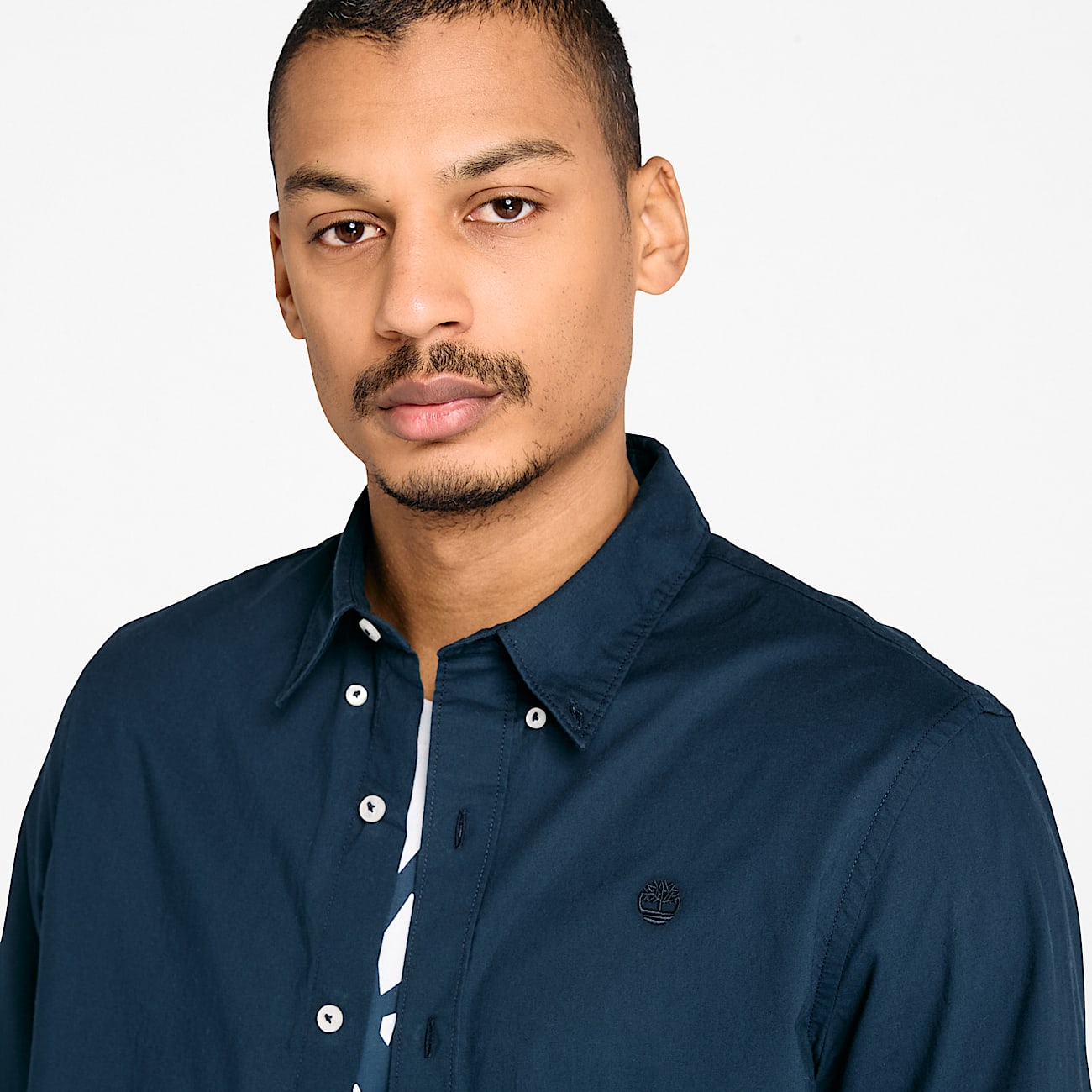Camicia a Maniche Lunghe in Popeline Elasticizzato da Uomo in blu scuro - 3
