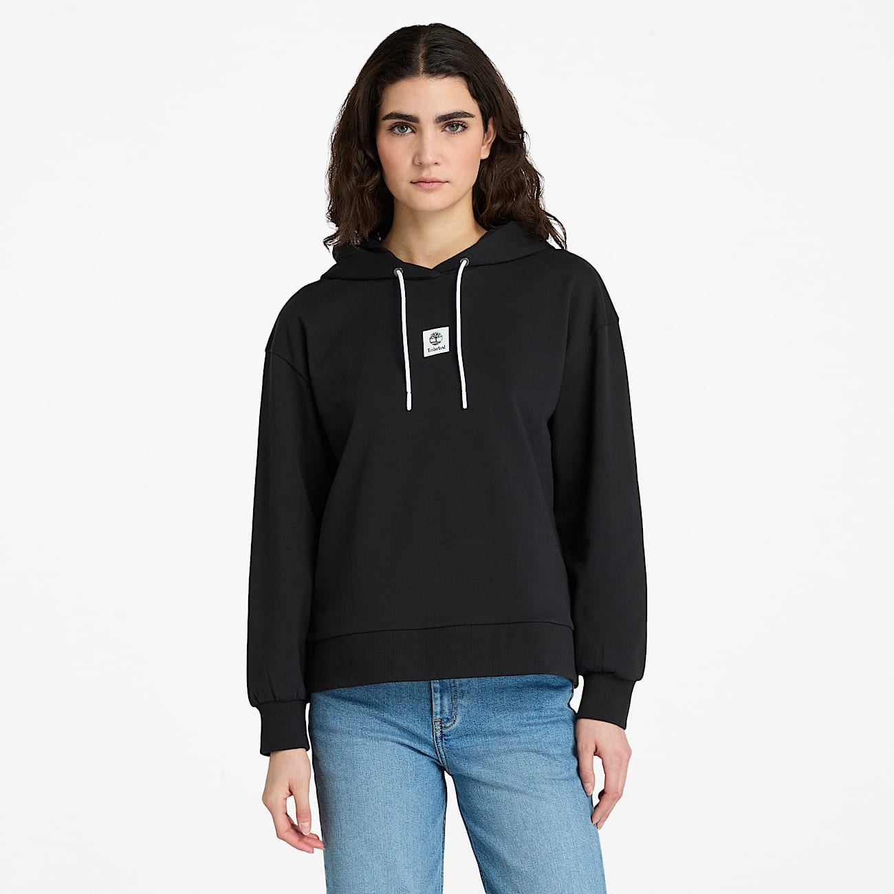 Loopback-Hoodie mit Stack-Logo für Damen in Schwarz - 1