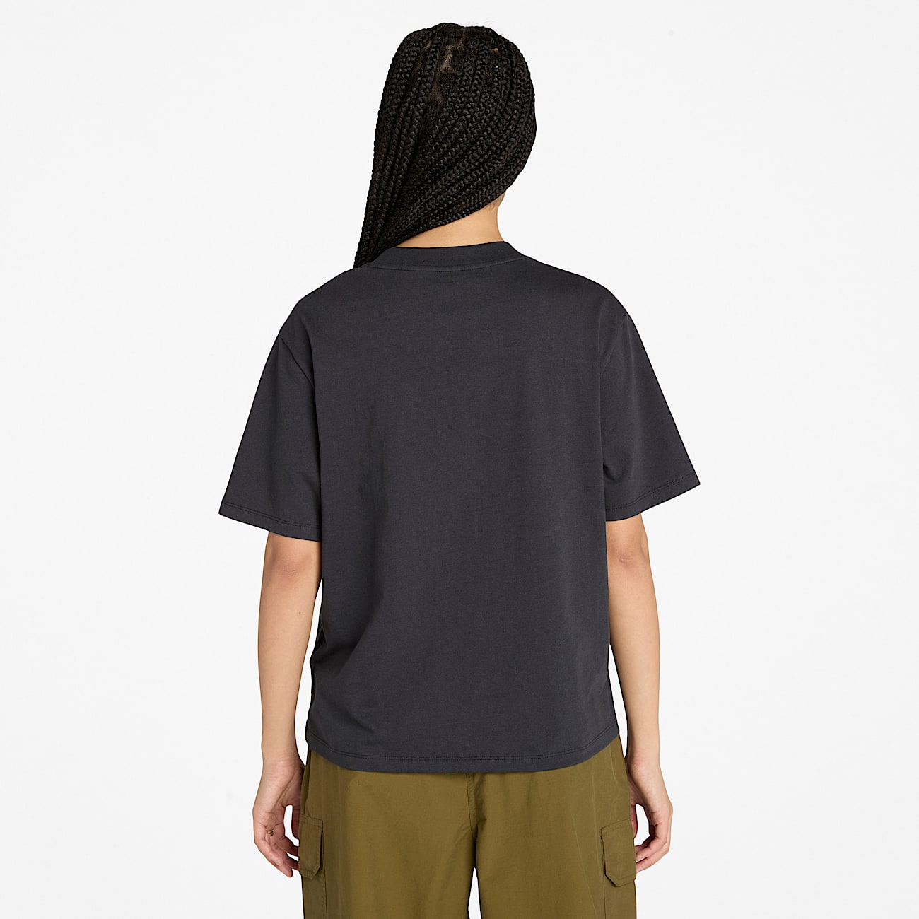 T-shirt à logo et manches courtes Stack pour femme en noir - 4