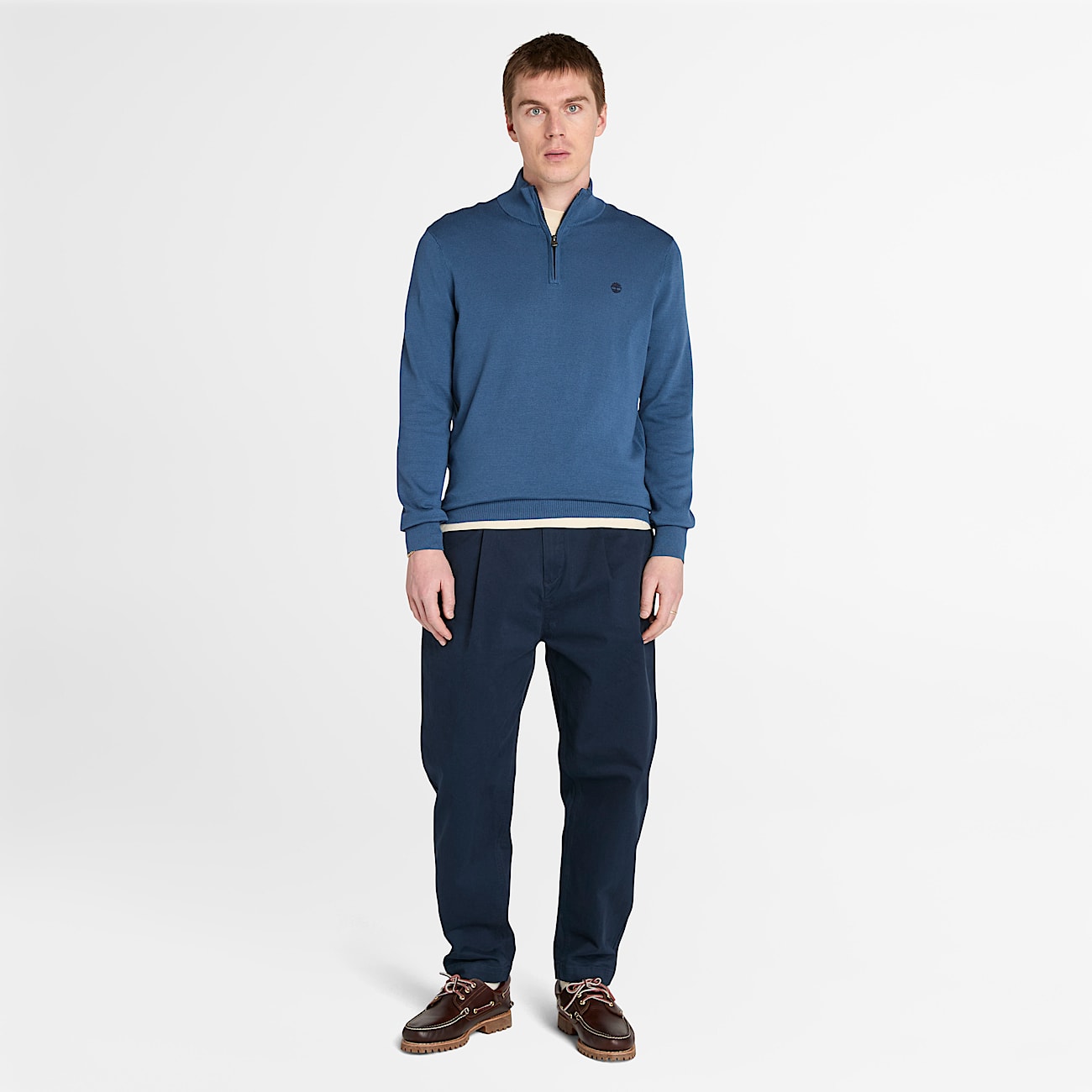Williams River Baumwollpullover für Herren mit Viertelreißverschluss in Blau - 2