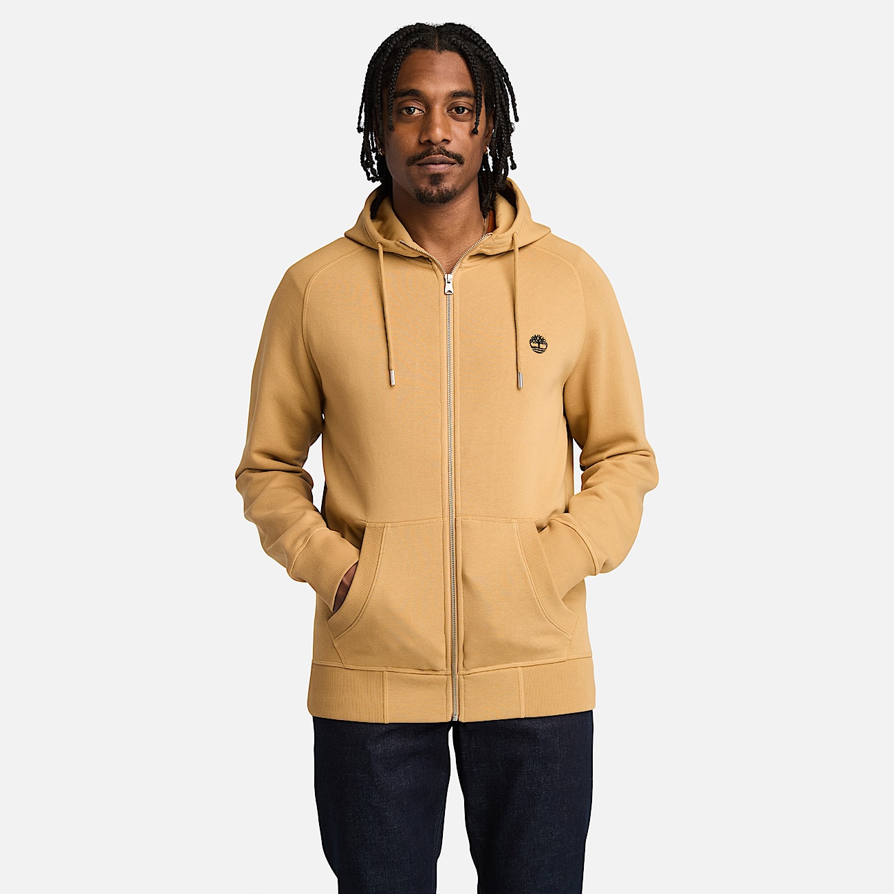 Exeter River hoodie met geborstelde binnenkant en rits voor heren in geel - 1