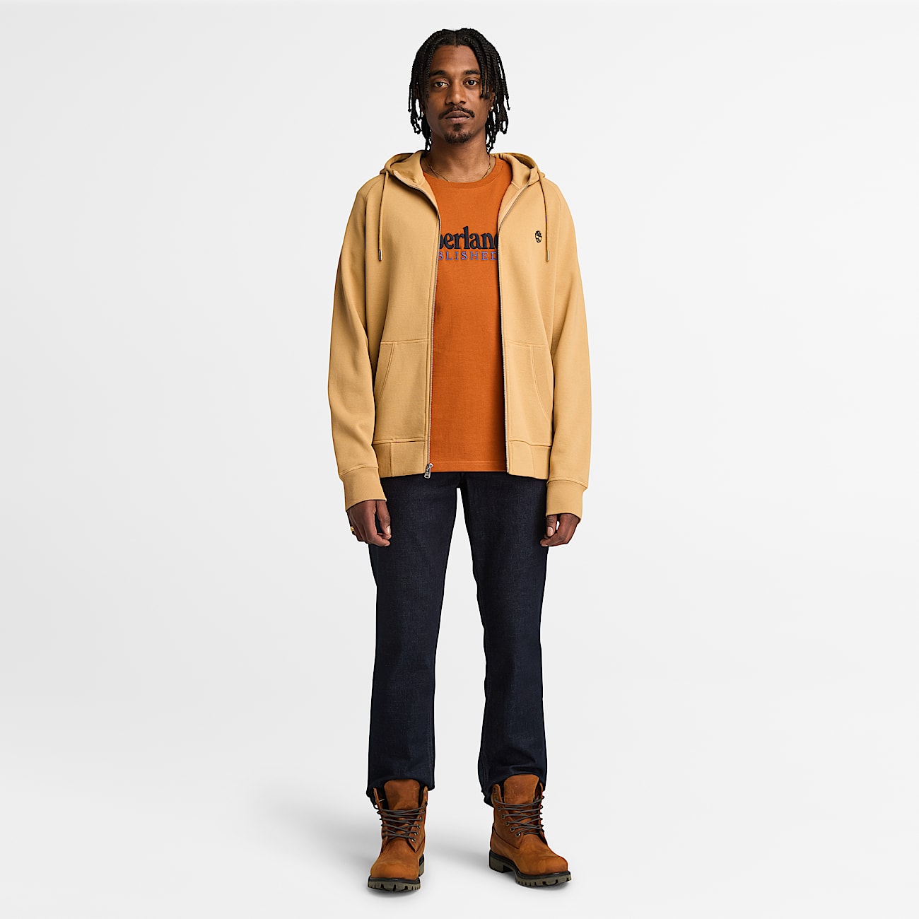 Exeter River hoodie met geborstelde binnenkant en rits voor heren in geel - 2