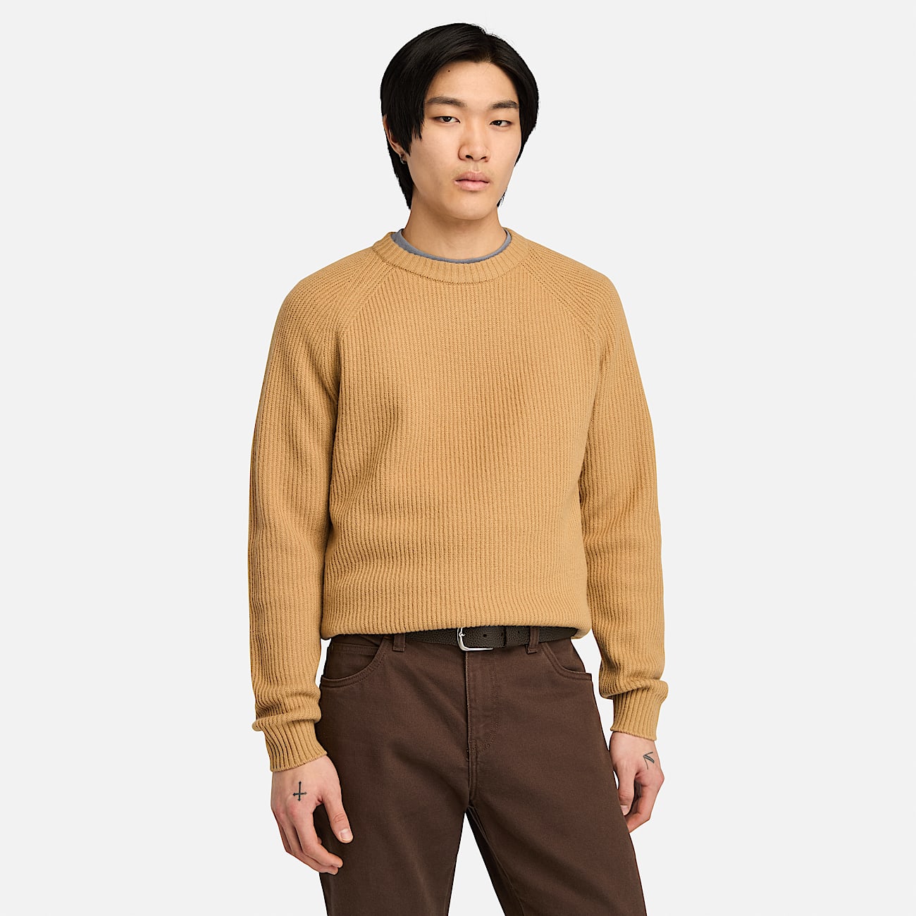 Williams River Cotton Raglan Sleeve Crewneck Jumper for Men in Beige - 1