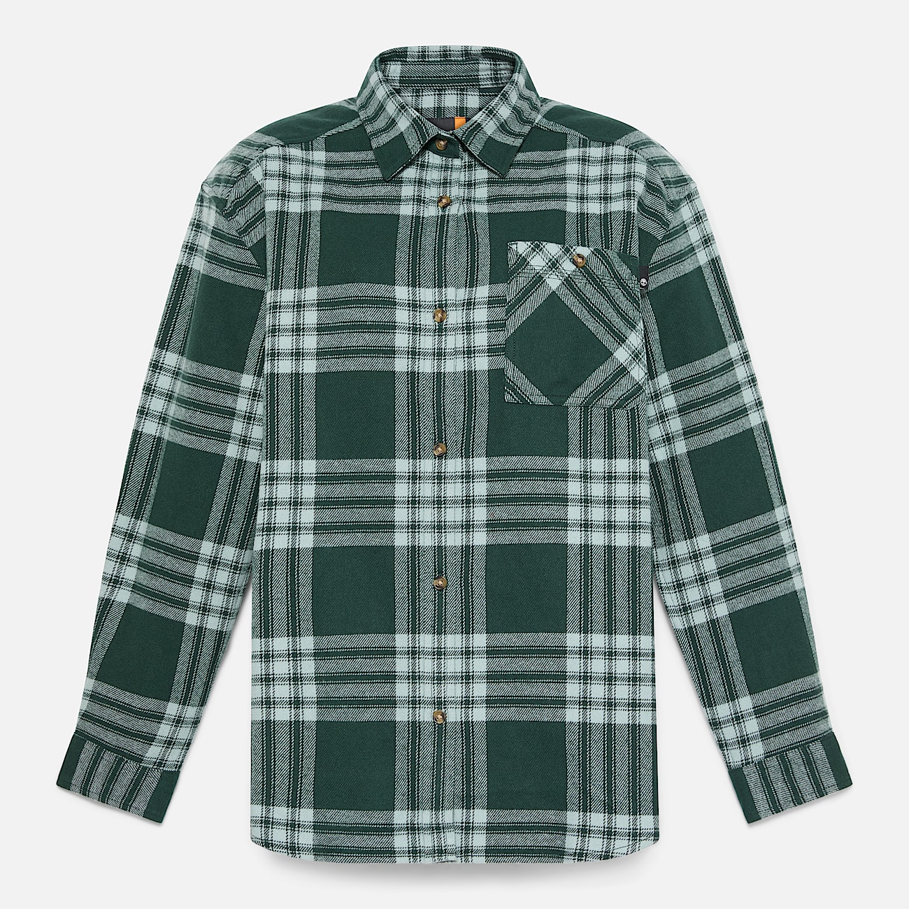 Camicia in Flanella di Peso Medio con Tasca da Donna in verde scuro - 1