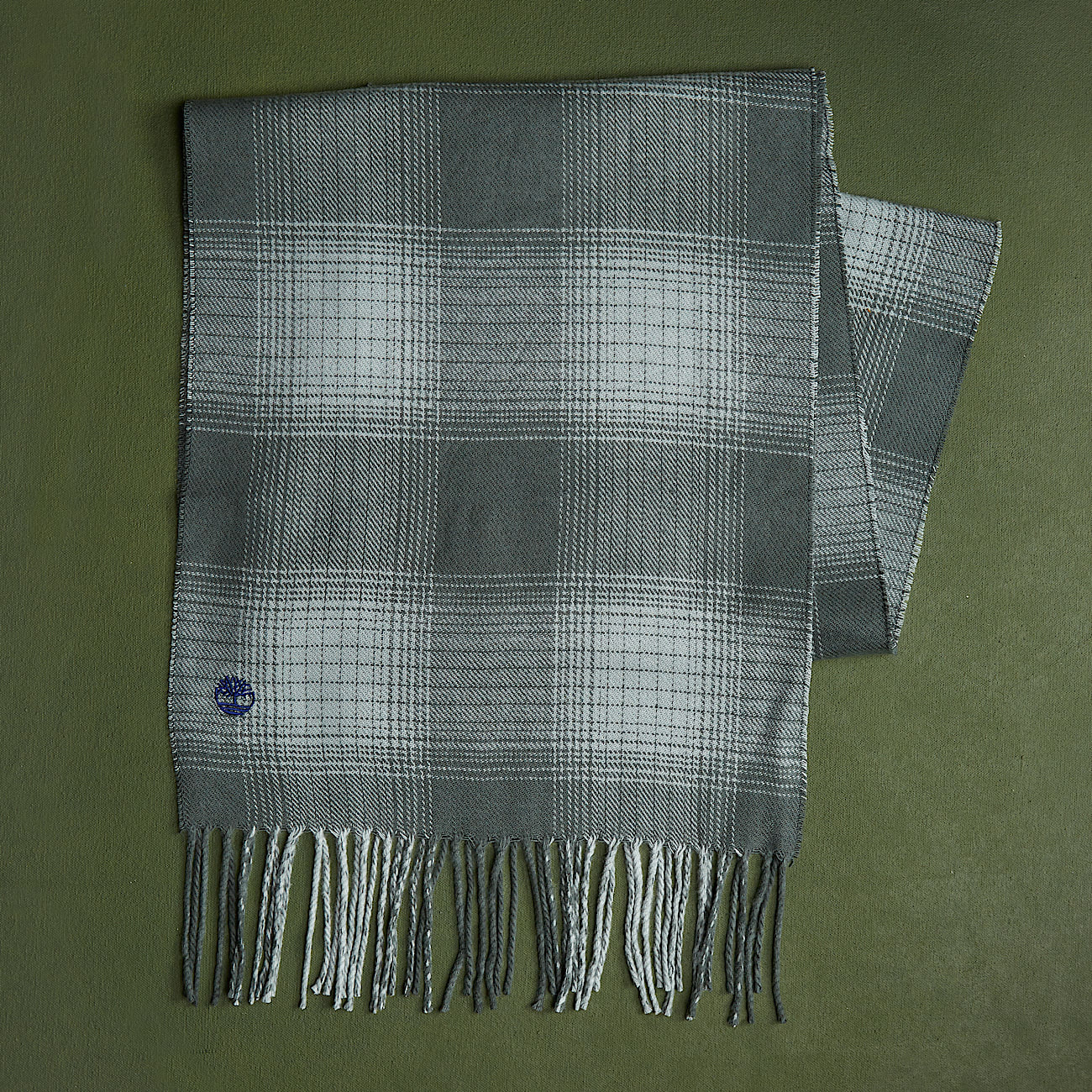 Plaid Woven Scarf in Dark Green - 1