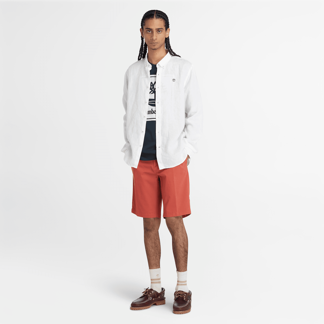 Short chino en sergé extensible pour homme en rouge