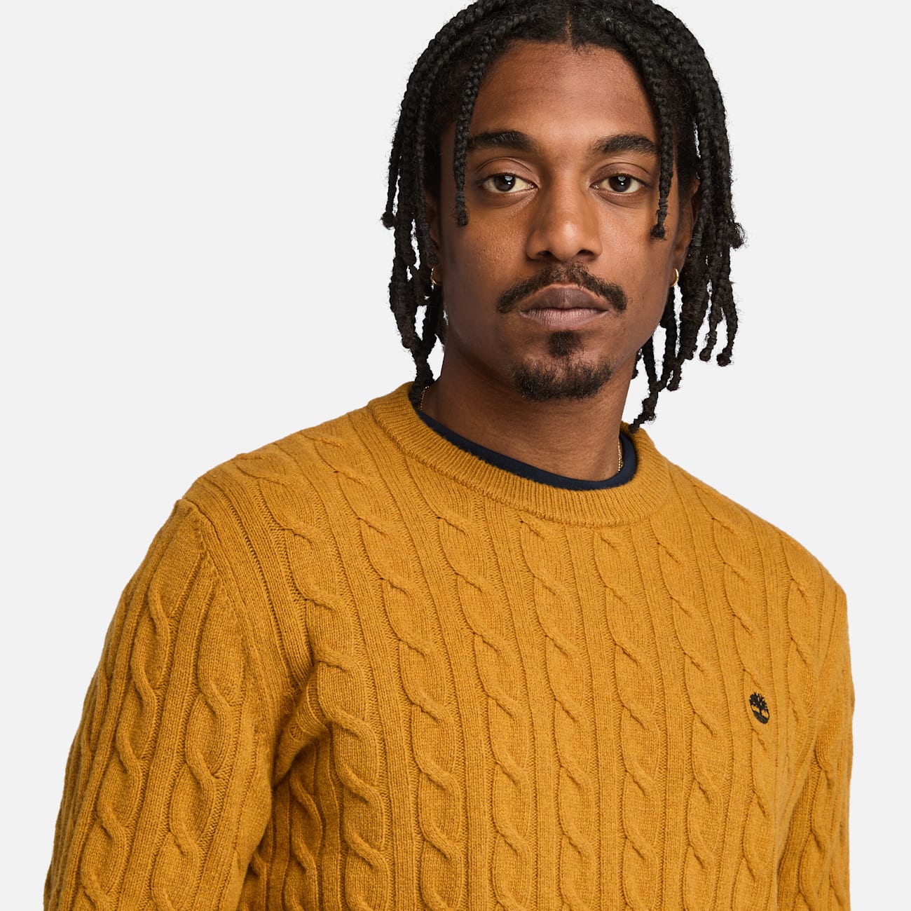 Pull En Maille Torsadée à Col Rond Homme Beige