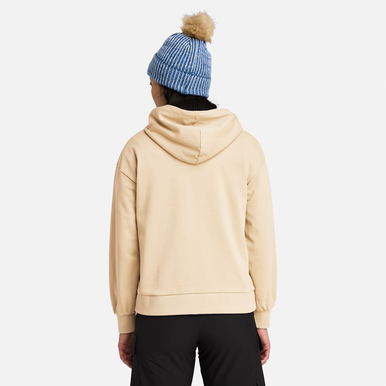 Stack Logo Loop Back Hoodie for Women in Beige