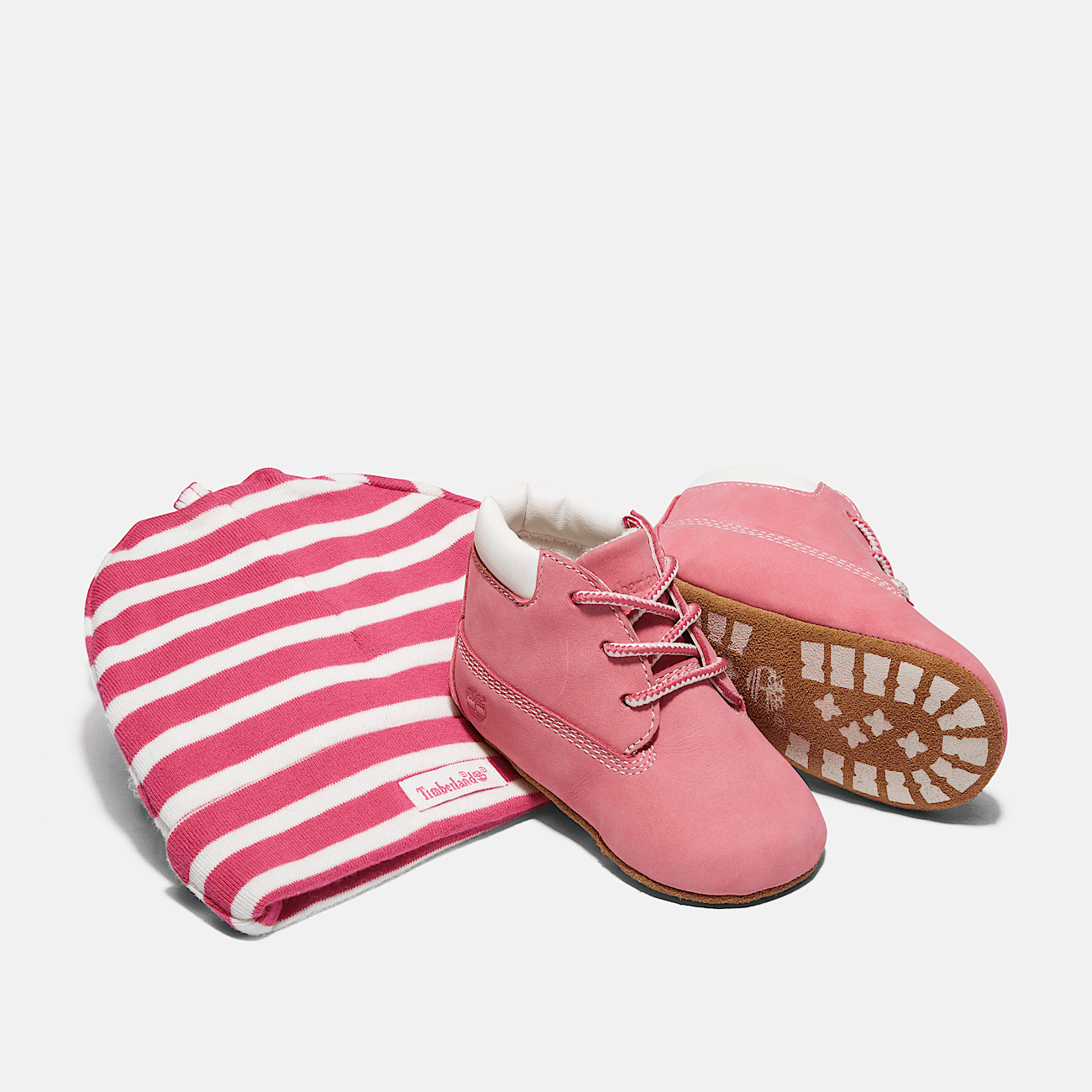 Crib Chukka Bootie Hat Set for Infant in Pink