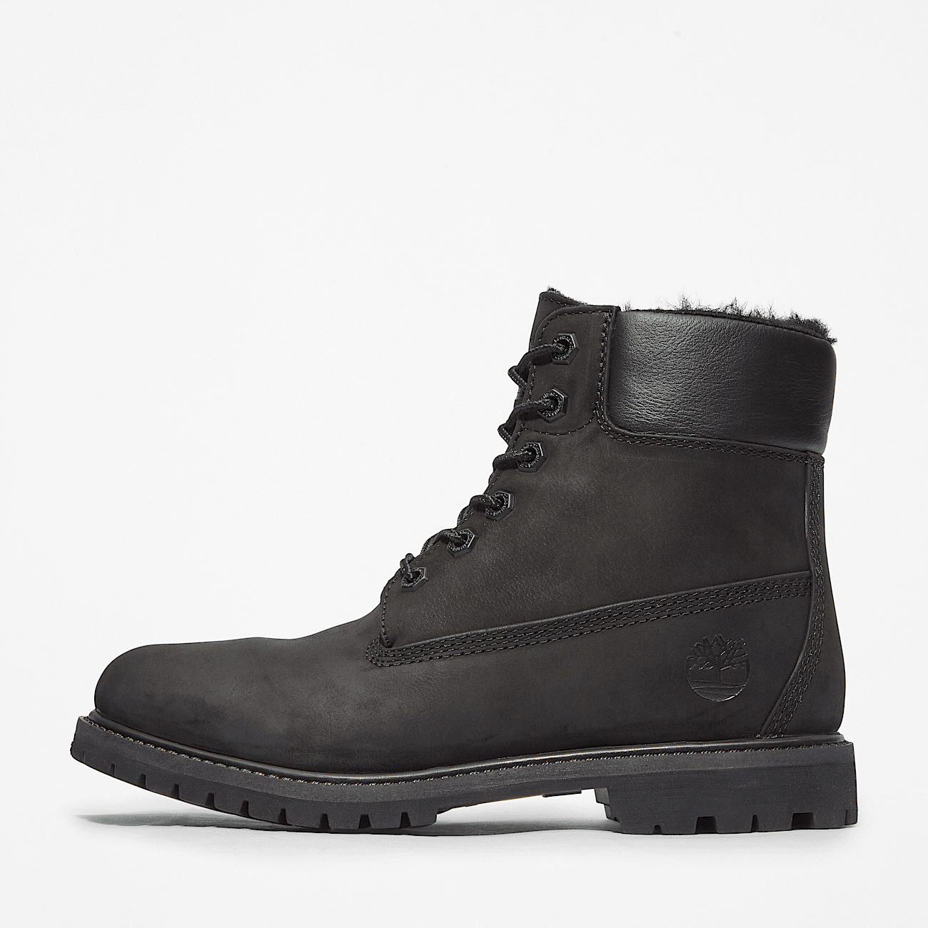 Black fur timberlands womens discount