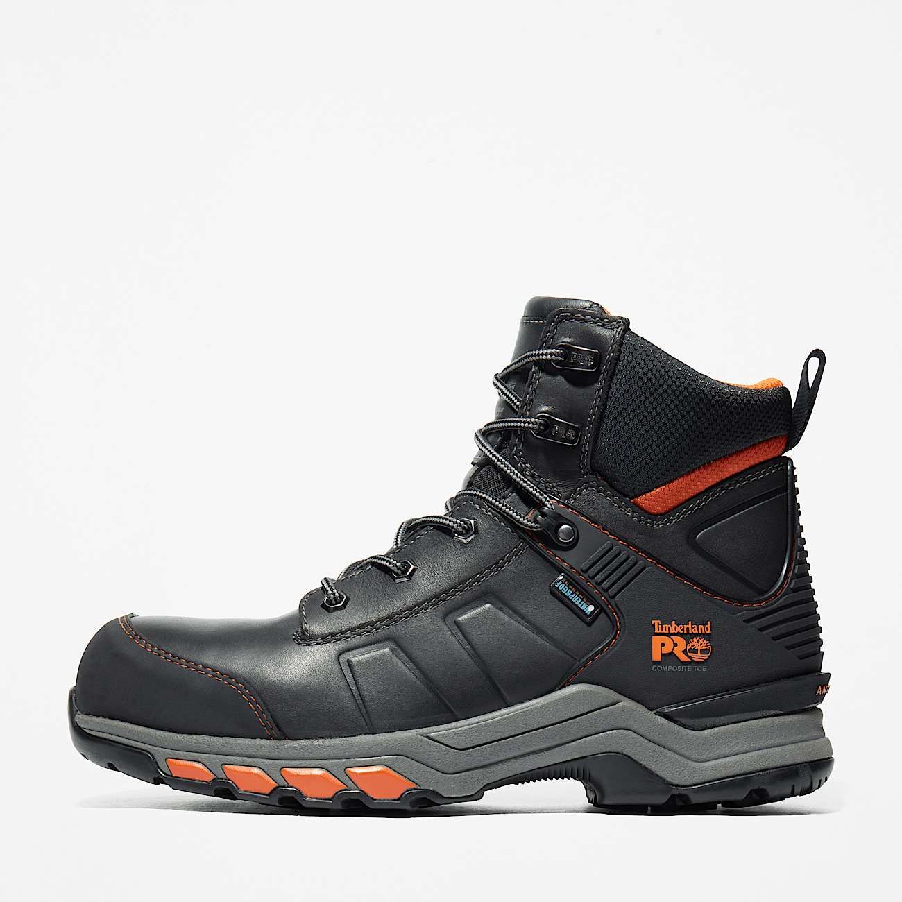 Timberland PRO Hypercharge 6 Waterproof Composite Toe Work Boot for Men in Black and Orange