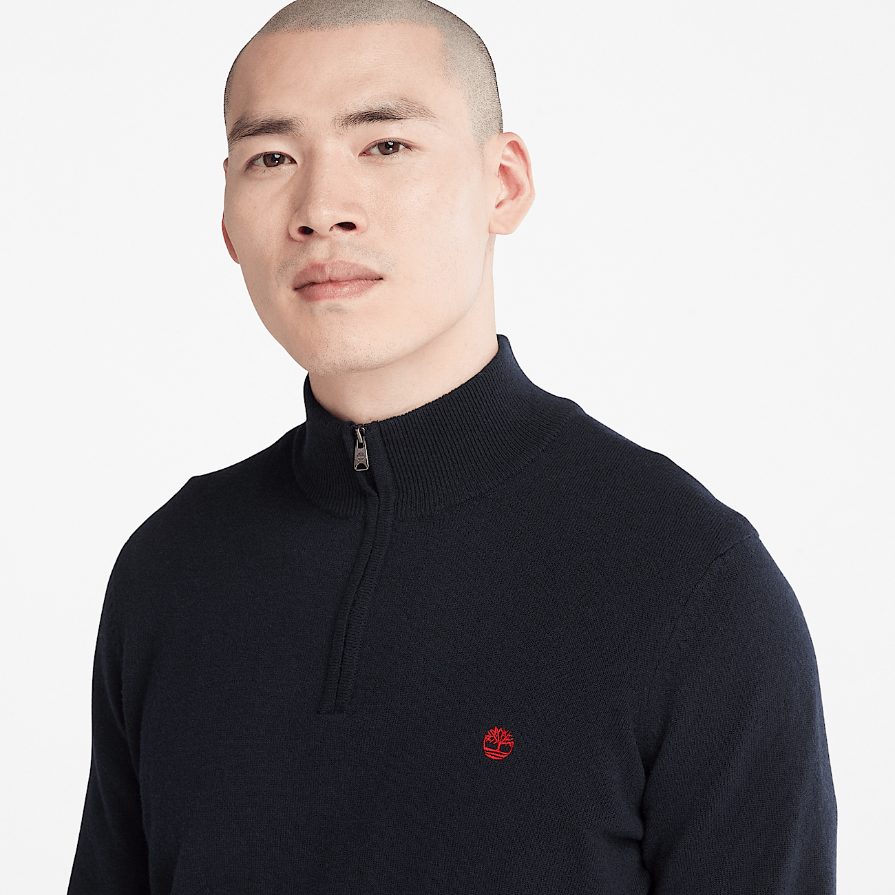 Cohas Brook Zip Neck Jumper for Men in Navy